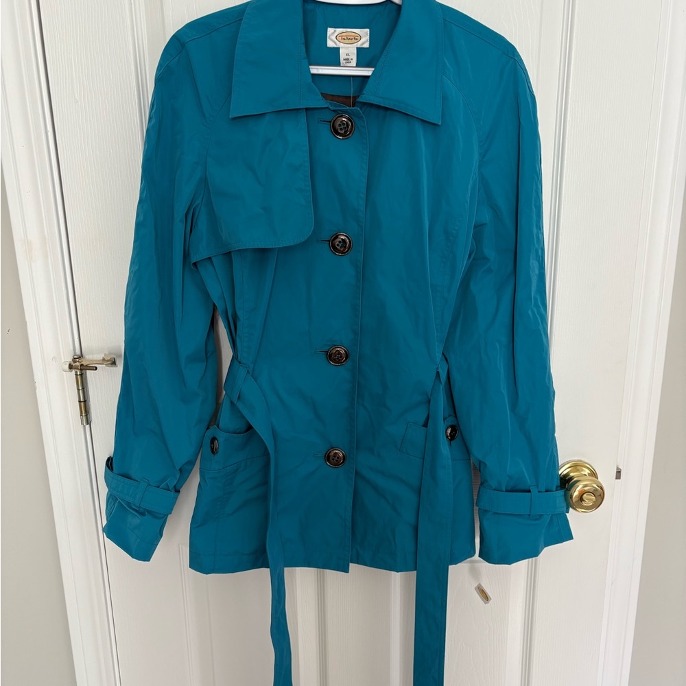 Talbots Vibrant Blue Trench Coat - Picture 3 of 6
